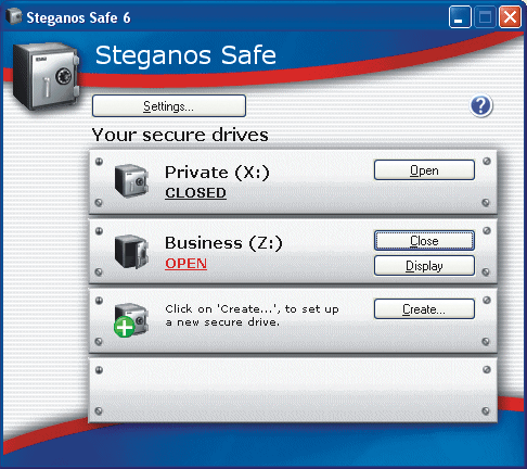 Screenshot af Steganos Safe