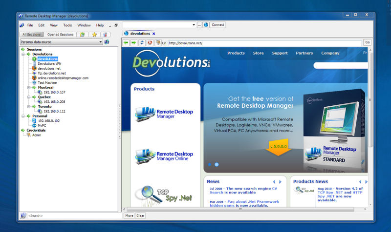 Screenshot af Remote Desktop Manager
