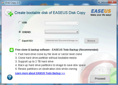 Screenshot af EASEUS Disk Copy