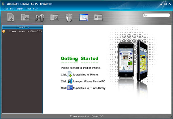 Screenshot af iMacsoft iPhone to PC Transfer