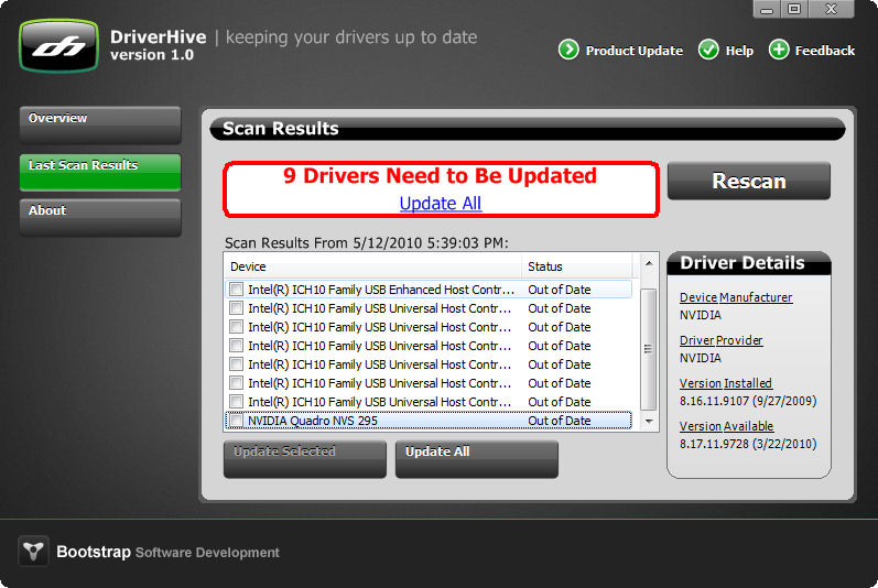 Screenshot af DriverHive