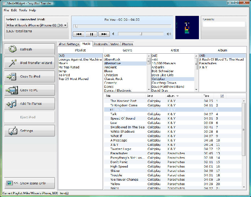 Screenshot af MediaWidget - Easy iPod Transfer