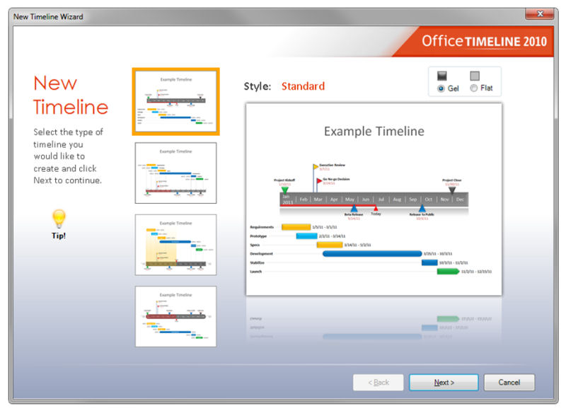 Screenshot af Office Timeline 2010