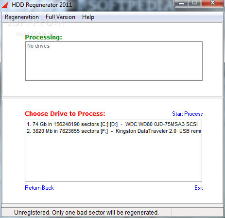 Screenshot af HDD Regenerator