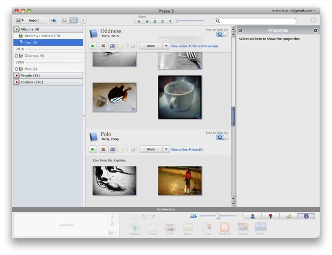 Screenshot af Picasa für Mac