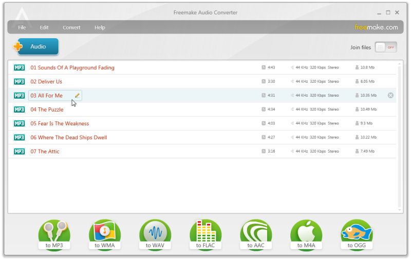 Screenshot af Freemake Audio Converter