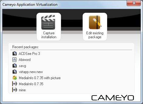 Screenshot af Cameyo Application Virtualization