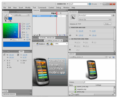 Screenshot af Adobe Flash Professional