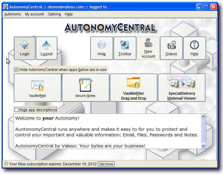 Screenshot af AutonomyCentral für Mac