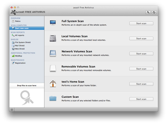 Screenshot af Avast! Free Antivirus für Mac
