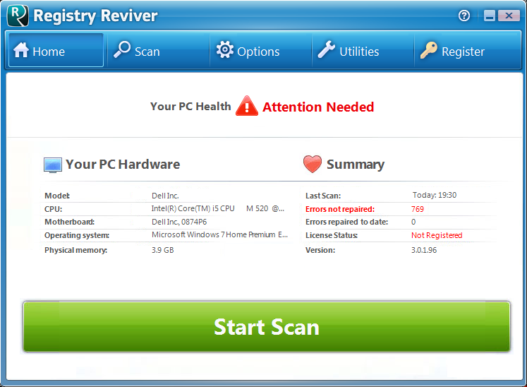 Screenshot af Registry Reviver