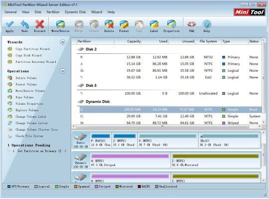 Screenshot af MiniTool Partition Wizard