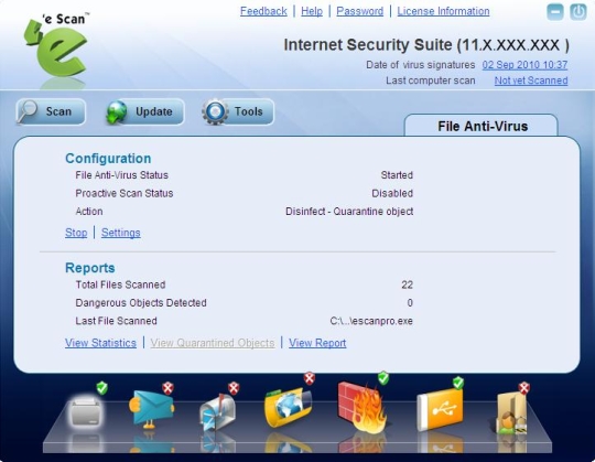 Screenshot af eScan Internet Security Suite
