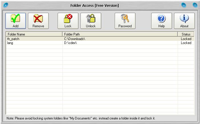 Screenshot af Folder Access Pro
