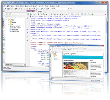 Screenshot af CoffeeCup Free HTML Editor